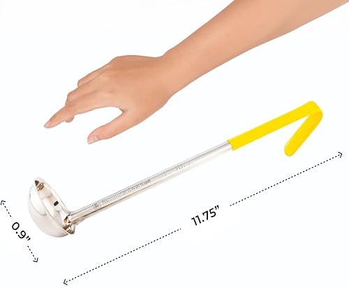 Miniatura 5 de Restaurantware Met Lux - Cucharón de sopa de 1 onza con mango de gancho, cuchara para servir, con mango amarillo, cuchara de cocina de acero