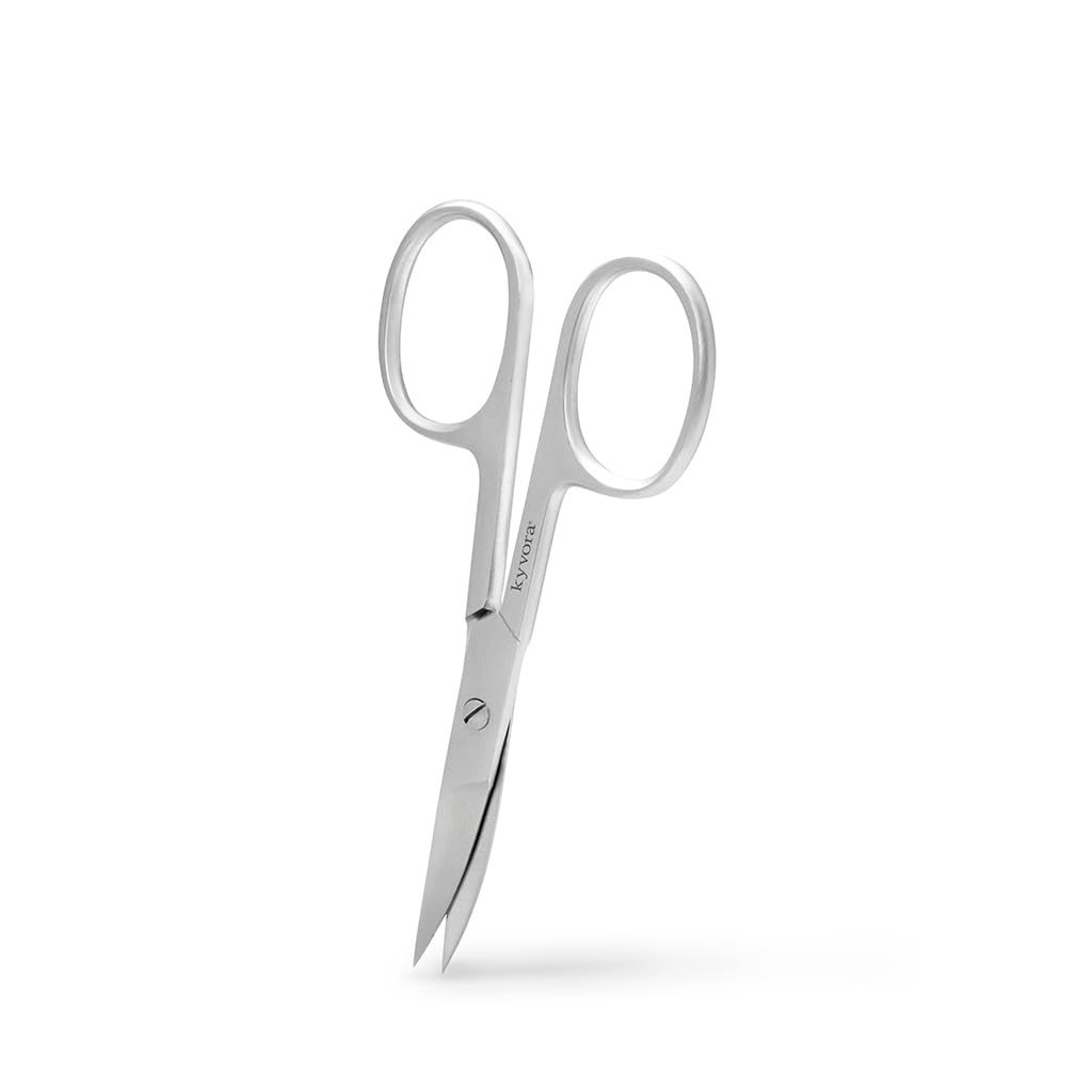 Kyvora Professional Nail Scissors Curved Shape German Design Multi-Purpose Nail Cuticle, Metallic