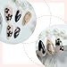 24Pcs Black French Press on Nails Medium Almond Fake Nails with 3D Starfish Designs Summer Flower False Nails Full Cover Stick on Nails Ocean Beach Acrylic Nails Gold Lines Glue on Nails for Women