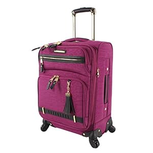 Steve Madden Designer Luggage – Checked Large 28 Inch Softside Suitcase – Expandable for Extra Packing Capacity – Lightweight Bag with Rolling Spinner Wheels (Peek-A-Boo Purple)