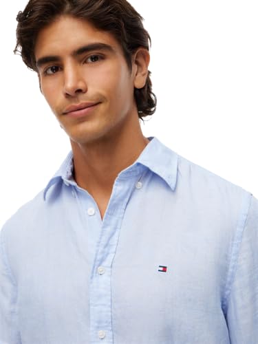 Image of Tommy Hilfiger Men's Long Sleeve Casual Linen Button Down Shirts in Regular Fit