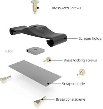 TOOLCOOL Card Scraper Holder with 3 Rectangle Cabinet Scraper Woodworking Set Reduce Hand Strain Adjustable Curvature for Precision And Fine Finish