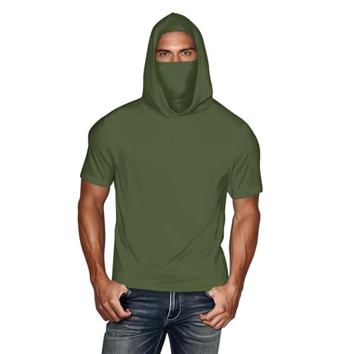 Sweat à capuche manches courtes homme anti-UV pour sport de plein air et randonnée