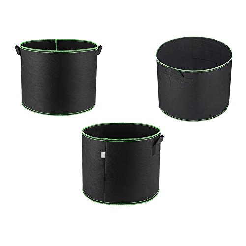 Hongville 5 Piece Grow Bags/Aeration Fabric Pots With Handles, 3 Gal, Green #TOP4