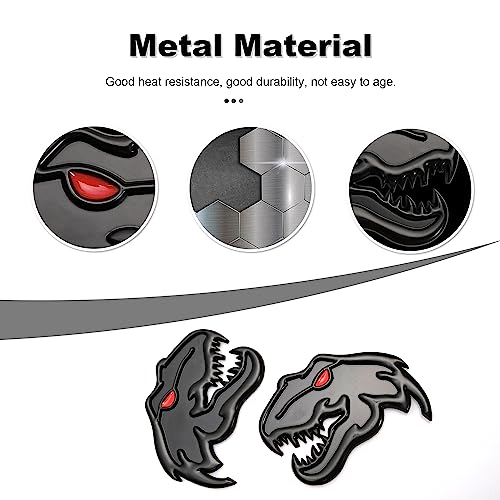 Image of A Pair Redeye Dinosaur Metal Emblem for Dodge RAM TRX 1500 2500 3500 Charger Challenger (Matte Black)