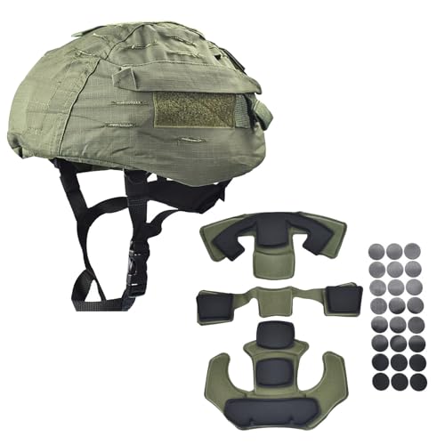 Hdlsina Internal Memory Foam Pads Set and Helmet Cloth/Helmet Cover The ACH/MICH Helmet One Size (Green)