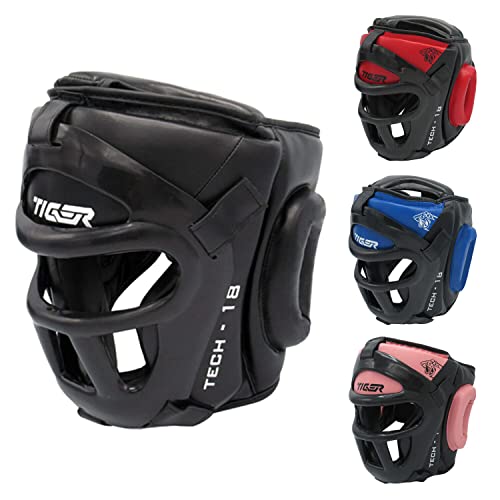 TMA Headguard for Boxing, MMA Training - Head Guard with Removable Face Grill, Cheeks, Ear, Mouth Protection-Headgear for Muay Thai, Grappling, Kickboxing, Karate, Taekwondo, Martial Arts (Black, S/M)