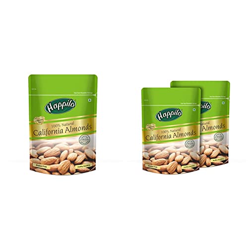 Image of Happilo 100% Natural Premium Californian Almonds, 200G + 100% Natural Premium Californian Whole Almonds, 200G (Pack Of 2)