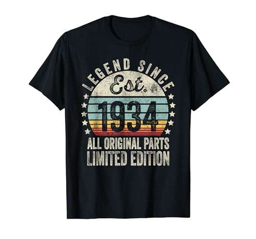 90 Years Old Bday Legend Since 1934 - Vintage 90th Birthday Camiseta