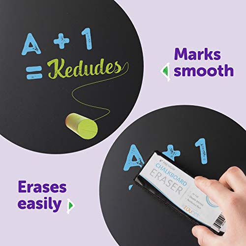 Kedudes Non-Toxic Dustless Chalk with Eraser (24 pack) - 12 Colored Chalk + 12 White Chalkboard Chalk and Chalk Board Eraser for Teachers, Sidewalk Chalk for Kids, Outdoor Chalk, School Supplies Chalk