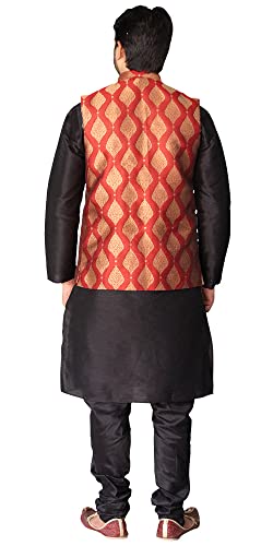 Image of Men's Silk Kurta Pajama Jacket /Waistcoat /Blazer Set