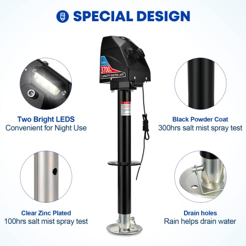 Kohree HY1711-KO-CA-FBA Electric Trailer Jack 3700Lbs, Heavy Duty Rv Electric Power Tongue Jack Max 4000Lbs thumb #2