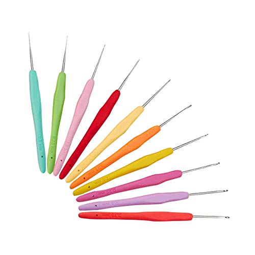 16 Rainbow Crochet Thread & 10 Small Crochet Hooks with Storage Bag, Complete Thread Crochet Kit with 2 Tatting Shutters and Accessories Tools
