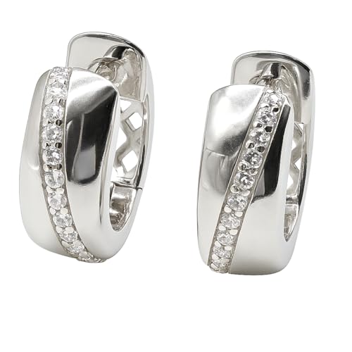 Créoles en argent 925 avec zircones scintillantes pour femme active