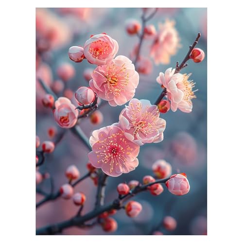 DIY 桜 数字油絵 植物 数字塗り絵画 手芸キット 70 x 50 cm 絵画 インテリア 手作りキット ビッグサイズ 複数サイズ 子供 初心者 ペイントバイナンバー 画材 Painting by Numbers 適用対象そして自宅 壁飾り お歳暮誕生日