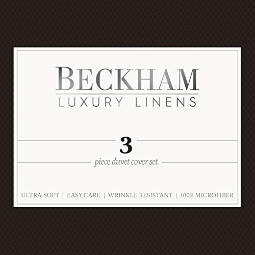 Beckham Hotel Collection Luxury Soft Brushed 1800 Series Microfiber Duvet Cover Set with Zipper Closure - Hypoallergenic - Full-Queen, Pure White - Thumbnail 2