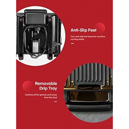 FOHERE Kontaktgrill Panini Maker 2000W Sandwichtoaster Elektrogrill für Panini, Toasts und Steak, Extra Groß… – Bild 8