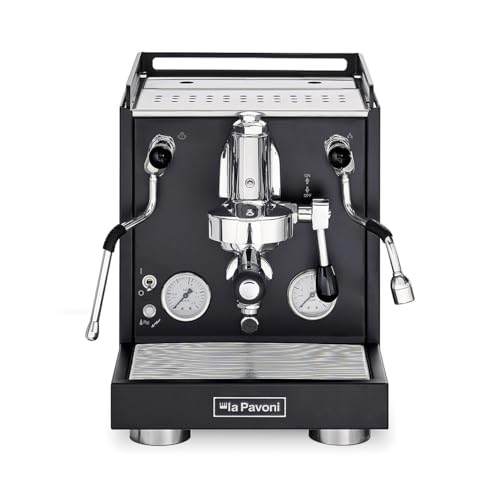 La Pavoni New Cellini Evolution, Semiprofessionelle Espresso-Kaffeemaschine LPSCVB01EU, Einzelboiler mit Wärmetauscher, mit Hebelventilen, Dampf- und Heißwasserlanze, 1520 W, Schwarzer Stahl – Bild 3