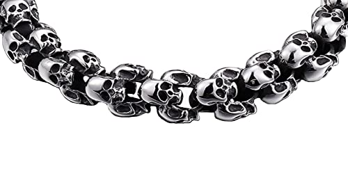 Birch & Bliss Blackstatic Collection - Skull Link Necklace In Metal Gift Box – Solid 316L Marine Grade Stainless Steel 26