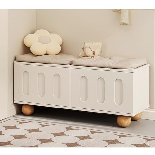 Banc de rangement à chaussures avec assise rembourrée et grand volume