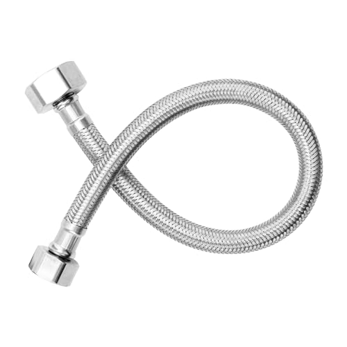 Flexible Pipe Contectors 1/2 x 3/4 BSP Fitting 40cm Long Stainless Steel Braided Hose Pipes Tail Plumber Flexible Hose DIY Repalcement for Bathroom Kitchen Boiler（Only 1 Pipe
