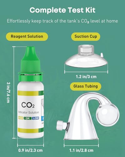 Image of Pawfly Glass CO2 Drop Checker for Aquarium CO2 Indicator for Planted Fish Tank CO2 Monitor Kit with Solution & Suction Cups CO2 Detector Aquarium CO2 Tester Fish Tank Carbon Dioxide Checker
