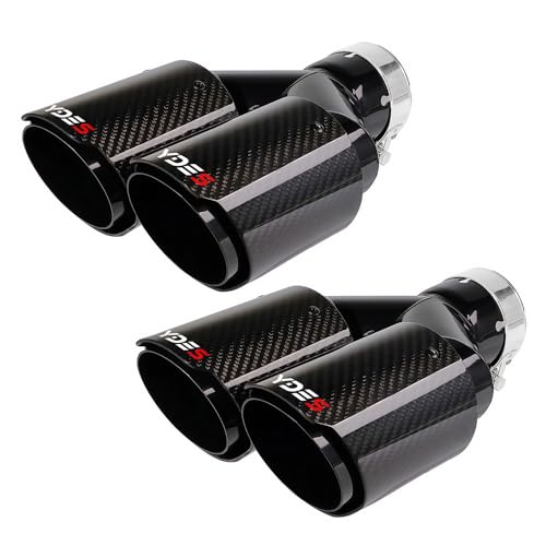 YDES Carbon Fiber 2.5-Inch Inlet 3.14-Inch Outlet Set of Dual Car Exhaust Tips Fit For 63 mm or 2.5 Inch Stainless Steel Tailpipe Exhaust Pipe(2pcs) BLack
