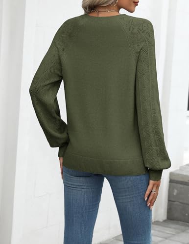 Zeagoo Womens 2025 Fall Sweaters Casual Long Sleeve V Neck Loose Lightweight Crochet Knit Pullover Sweater Tops4