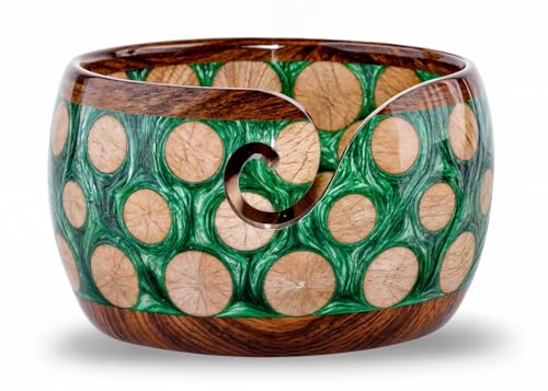 Image of Wooden Yarn Bowl for Knitting Yarn Bowl for Crocheting, Yarn Storage Bowl to Prevent Slipping, Wooden Yarn Holder, Best Gift for Crochet (#Design-2)