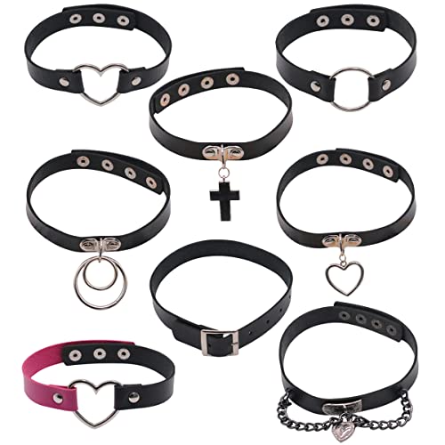 Gargantilla de piel sintética, unisex, gargantilla gótica, Collar Gargantilla Negra Gargantilla de Cuero PU de piel sintética sexy punk para mujer Cover