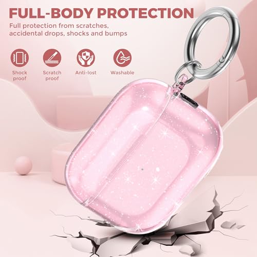 Image of for Airpods Pro 3 Case Clear with Cleaning Kit 2025, Soft TPU Transparent Apple AirPods Pro 3rd Generation Protective Cover Skin Women Men for iPod Pro3 Case -Glitter Pink