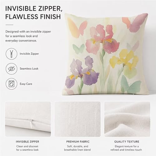 Coussin extérieur imperméable 55x55cm lot de 2 housses de lin fleur - 6