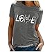 Yowablo Impression O-Cou Chemisier Loose Femmes Short Tops T-Shirt Manches Lettre Occasionnelle Chemisier pour Femmes Corsets en Dentelle Noire pour Femmes