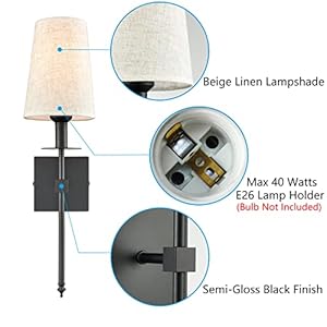 Modern Plug in Wall Sconces Set of Two Farmhouse Black Wall Sconce with Fabric Shade Hardwired/Plug in Wall Lamps for Bedroom Hallway Bathroom Modern Plug in Wall Sconces Set of Two Farmhouse Black Wall Sconce with Fabric Shade HardwiredPlug in Wall Lamps for Bedroom Hallway Bathroom