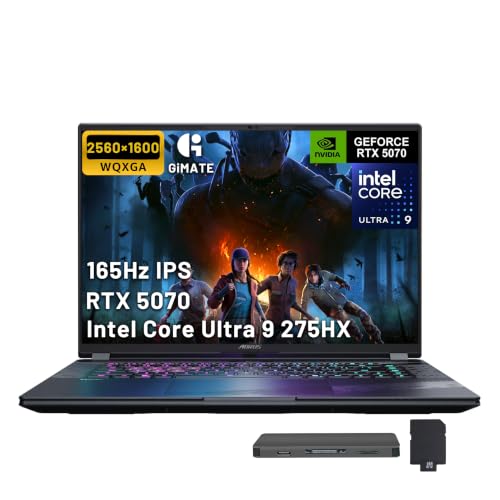 Image of GIGABYTE AORUS Elite 16 16 inch WQXGA 165Hz Gaming Laptop, Intel Core Ultra 9 275HX, NVIDIA GeForce RTX 5070, 64GB DDR5, 5TB Storage(4TB SSD+1TB Dock), RGB Backlit Keyboard, WI-FI 7, Win 11 Pro, Gray