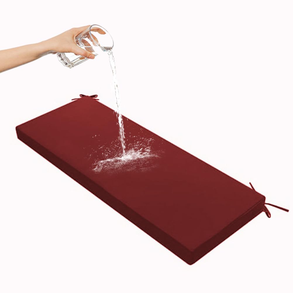 Cuscino impermeabile per panca da giardino a 2/3 posti, antiscivolo, per interni, divano e sedia, rosso scuro, 130 x 50 x 8 cm, ideale per patio, terrazza e decorazione della casa