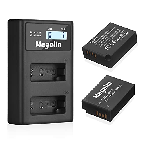 Magolin LP-E17 Battery and Dual USB Charger for Canon LP-E17 Battery and EOS RP, Rebel SL2, SL3, T6i, T6s, T7i, EOS M3, M5, M6, EOS 200D, 77D, 750D, 760D, 800D, 8000D, KISS X8i,Digital SLR Camera