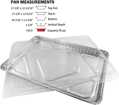 1/2 Size Sheet Cake Aluminum Foil Pan W/Clear Low Dome Lid (Pack Of 10 Sets) 17.1 L X 12.3 W X 1.25 D #TOP1