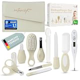 TPF Family Kit igiene neonato (Creme) – Set cura neonato 11 pezzi con forbici per unghie di alta qualità, termometro, spazzola e altro – Ideale come prima attrezzatura per neonati