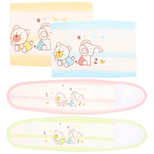Image of Healifty 4 Pcs Baby Belly Button Band: Infant Umbilical Cord Navel Belt, Soft Cotton Adjustable Belly Bands for Newborns 0-12 Months