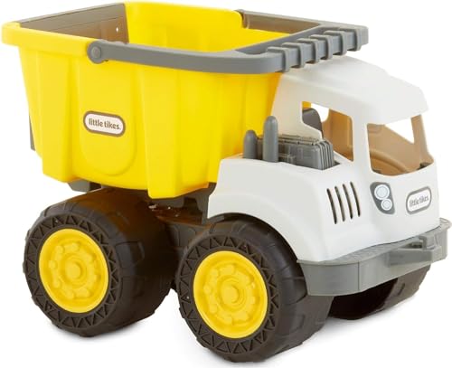 Camion-benne 2-en-1 excavateur jaune pour enfants dès 2 ans