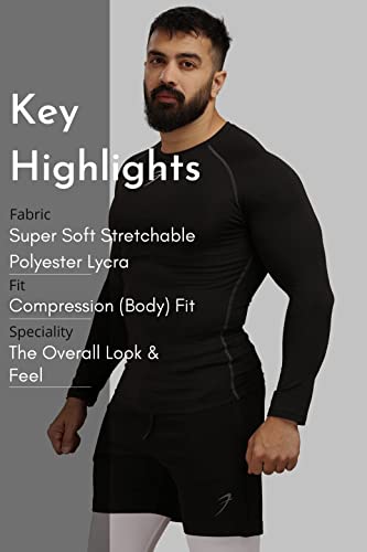 Image of FUAARK Men's Full Sleeve Compression T-Shirt - Athletic Base Layer for Fitness, Cycling, Training, Workout, Tactical Sports Wear