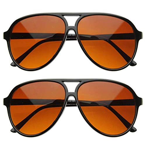 MJ Boutique Retro 80s Vintage Blue Blocking Aviator Sunglasses (2 Black)