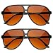 Retro 80s Vintage Blue Blocking Aviator Sunglasses (2 Pack Black)