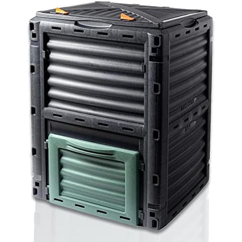Schauer Gartenkomposter 300 Liter Kunststoff Schnellkomposter Thermokomposter Kompost Abfall Box Kompostierer mit Deckel verschließbar grün Cover