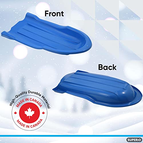 Image of Superio Toboggan Snow Sled for Kids and Adults, 46 inch Heavy Duty Plastic Open Back Slider with Handles and Hole for Pull Ropes- (Ropes Excluded) Kid and Adult Winter Fun