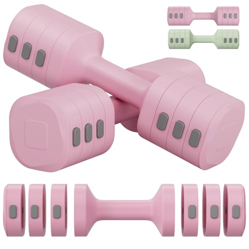 Verstellbare Hanteln Frauen Set, 1-5kg Kurzhanteln 2er Set, 4-in-1 Dumbbell Set für Frauen und...