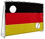 Torwand & Fußball-Tor 2-in-1 mobiles Metall Soccer Goal mit Netz & Torschusswand Indoor Outdoor für Garten & Freizeit (Tor Germany - schwarz / rot / gelb)
