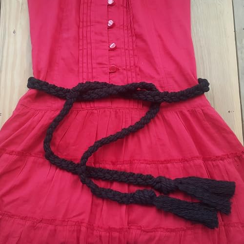 Braided Rope Belt – Handmade Boho Macrame Waist Tie, Twisted Cotton Tassel Sash, Adjustable Woven Hippie Beachwear Accessory for Dresses, Caftans, Tunics, Festival Outfits2