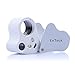 EnTeck 30X 60X Dual Lens LED Illuminated Jewelry Magnifier, Pocket Microscope Magnifying Jewelers Eye Loupe Glasses